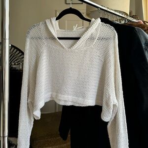 Cropped White Knit Sweater